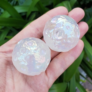 Aura Quartz Full Moon Sphere - Counteracts Negative Energy, Magnifies Positive Energy, Cleanses Aura - Angel Quartz Crystal Ball Gemstone