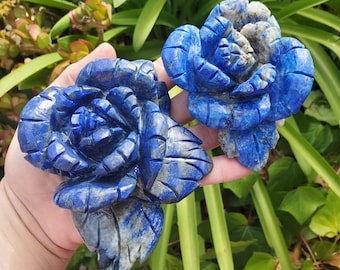 Big Lapis Lazuli Rose - Speak Your Truth, Communication, Personal Power - Lapiz Lazuli Crystal Flower Stone Healing Gemstone