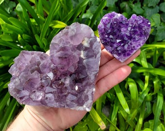 Chunky Amethyst Heart Cluster - Calming, Protection, Positivity - Purple Amethyst Geode Crystal Cluster Heart Healing Gemstones