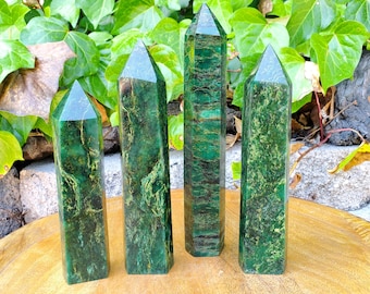 Big Emerald Tower - Heals Heart Chakra, Compassion, Acceptance, Wisdom, Confidence - 7" to 8.75" Green Emerald Crystal Point Gemstone