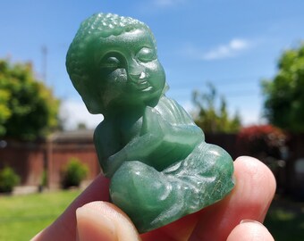 Green Aventurine Buddha - Prosperity, Manifestation, Wealth - Carved Buddha Stone Healing Crystals Gemstones