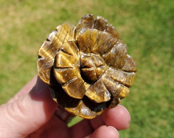 Small Flashy Tiger Eye Flower - Courage, Motivation, Confidence, Grounding, Energetic Protection, Energy  - Crystal Rose Healing Gemstones