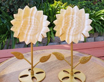 Orange Calcite Sunflower on Stand - Confidence, Self-Esteem, Creative & Sexual Energy - Calcite Crystal Sunflower Healing Gemstone