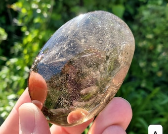 Irregular Chunky Smoky Quartz Palm Stone - Grounding, Purifies Your Energy Field - Crystal Hand Stone Healing Gemstone Dark Color