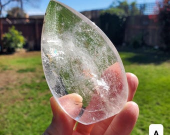 Chunky Clear Quartz Flame - Counteracts Negativity, Energizes Positive Energy, Cleanses The Aura - Standing Quartz Crystal Point Gemstone