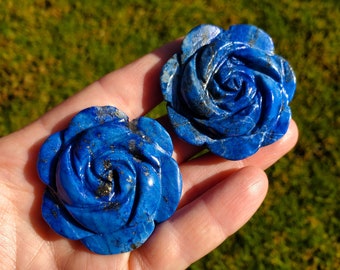 Lapis Lazuli Rose - Speak Your Truth, Communication, Power - Lapiz Lazuli Carved Flower Stone Healing Crystal