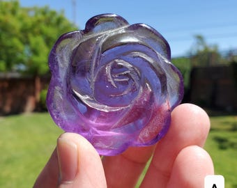 Small Amethyst Rose - Calming, Energetic Protection, Positivity, Connection - Purple Amethyst Flower Carving Crystal Rose Healing Gemstone