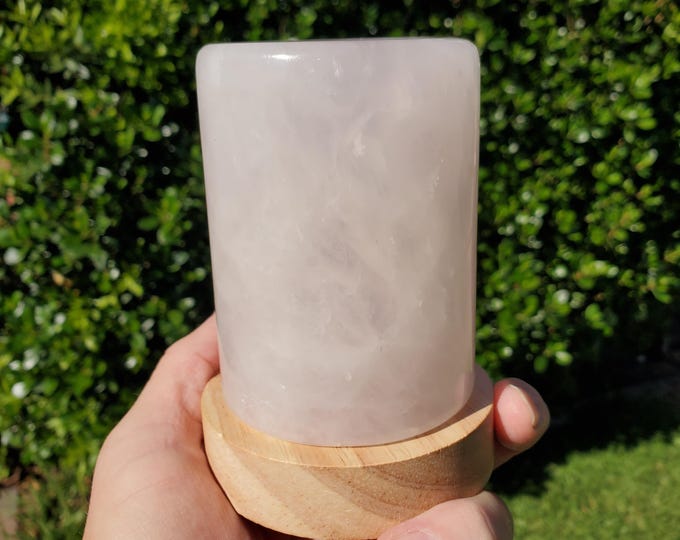 Featured listing image: Rose Quartz Accent Lamp - Unconditional Love, Compassion, Kindness, Self Love - Pink Mood Light Crystal Stone Healing Statement