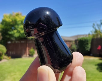 Obsidian Mushroom - Self Reflection, Release Negative Energies - 2.45" Obsidian Black Mushie Healing Crystals Gemstones
