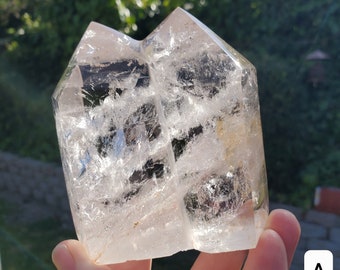 Chunky Double Point Quartz Tower - Counteracts Negativity, Energizes Positive Energy, Cleanses Aura - Clear Quartz Crystal Healing Gemstone