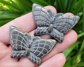 Small Pyrite Butterfly - Manifestation, Protection, Grounding, Abundance - 1.95" Crystal Butterfly Carving Healing Gemstone