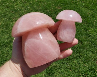 Chunky Rose Quartz Mushroom - Unconditional Love, Forgiveness, Compassion - Pink Crystal Mushroom Stone Healing Crystals Gemstones