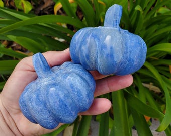 Chunky Blue Aventurine Pumpkin - Inner Strength, Self-Discipline, Communication - Aventurine Crystal Pumpkin Healing Gemstone Halloween