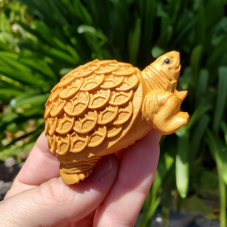 Cypress Wood Turtle With Feng Shui Coin Design - A Symbol of ...