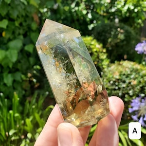 Chunky Citrine Tower with Rainbows and Phantom - Abundance, Energizing, Creativity, New Beginnings - Golden Quartz Crystal Point Gemstone