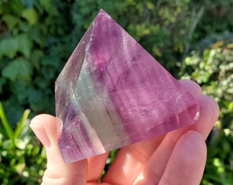 Rainbow Fluorite Pyramid - Mental Concentration, Energetic Protection, Positivity - Fluorite Crystal Pyramid Healing Gemstone