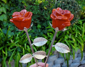 Red Jasper Long Stem Rose - Cellular Healing, Creativity, Reflection, Patience - Red Rose Crystal Stone Healing Gemstone Valentine's Day