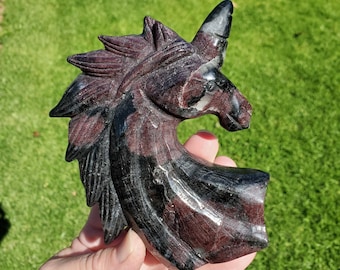 Chunky Garnet Unicorn - Physical Love, Passion, Connected to the Present - Firework Garnet Crystal Unicorn Healing Gemstone Statement
