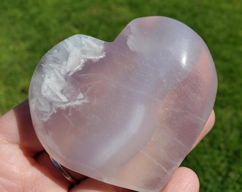 Lavender Fluorite Heart - Calming, Stability, Mental Clarity, Energetic Protection - Fluorite Healing Crystal Puffy Heart Gemstone