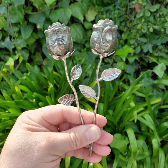 Small Pyrite Rose on Silver Stem - Blocks Negativity, Boost  display picture 3