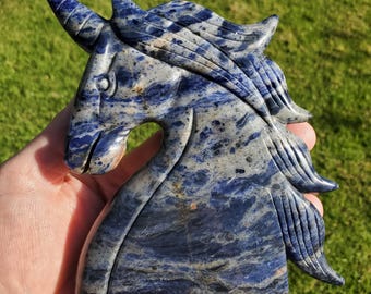 Big Sodalite Unicorn - Logic, Insight, Connection, Communication - Blue Unicorn Carving with Good Detail - Healing Gemstone Statement
