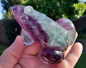 Chunky Rainbow Fluorite Frog - Mental Clarity, Balance, Energetic Protection, Positivity - Fluorite Crystal Frog Healing Gemstone