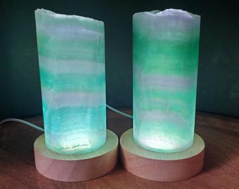 Green Rainbow Fluorite Lamp (2.15" wide) - Mental Clarity, Stability, Energetic Protection - Accent Light Mood Lighting Crystal Stone