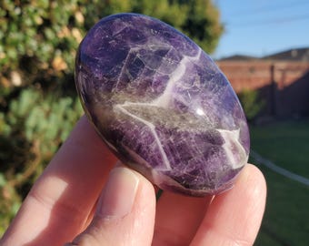 Dream Amethyst Crystal Palm Stone - Calming, Energetic Protection, Positivity, Spiritual Connection - Purple Amethyst Palm Crystal Gemstone