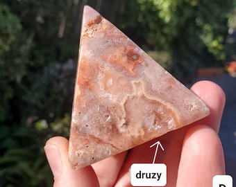 Druzy Pink Lace Agate Pyramid - Balance Physical, Mental, Emotional - 2" Square Crystal Healing Pyramid Flashy Statement Gemstone