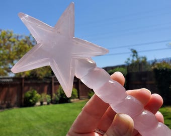Big Rose Quartz Wand - Unconditional Love, Compassion, Forgiveness - 8.75" Pink Crystal Wand Fairy Magic Wand Healing Crystals Gemstones