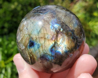 Flashy Labradorite Sphere - Awareness, Connection, Intuition - Crystal Ball Labradorite Healing Crystal Gemstone