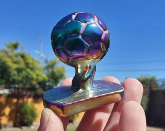 Titanium Aura Quartz Soccer Ball - Strength, Power, Peace, Release Negativity, Energizing - Rainbow Crystal Healing Gemstone Statement