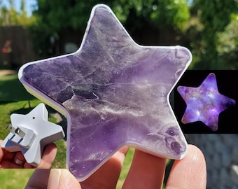 Dream Amethyst Star Plug-In Light - Calming, Energetic Protection, Positivity, Divine Love - Purple Crystal Star Room Decor Accent