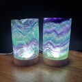 Rainbow Fluorite Lamp 3.15" wide - Mental Clarity, Stability, Energetic Protection - Fluorite Accent Light Mood Lighting Crystal Stone