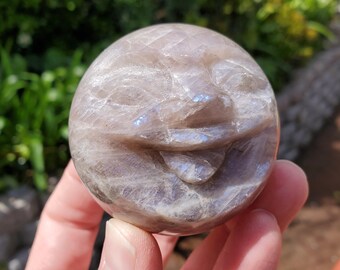 Flashy Moonstone Moon Face Sphere - Uplifting, Raises Vibration, Feminine Energy, Empowering - Flashy Crystal Ball Healing Gemstone