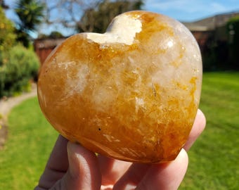 Chunky Golden Healer Heart - Balance, Power, Energizing and Grounding - Crystal Stone Heart Healing Crystal Gemstone Statement