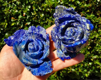 Big Lapis Lazuli Rose - Speak Your Truth, Communication, Personal Power - Blue Crystal Flower Stone Healing Gemstone Statement