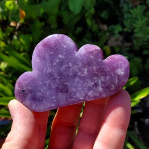 Cute Lepidolite Cloud - Helps You Through Change, Anti-Anxiety, Calming, Relaxing - Purple Cloud Carving Healing Stone Display Collection
