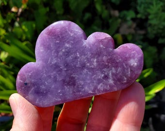 Cute Lepidolite Cloud - Helps You Through Change, Anti-Anxiety, Calming, Relaxing - Purple Cloud Carving Healing Stone Display Collection