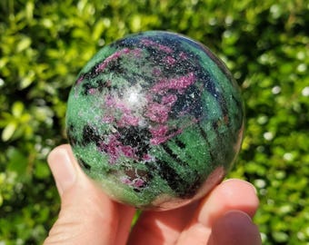 Ruby Zoisite Sphere - Courage, Strength, Connects Our Hearts and Brain - Ruby Carving Globe Healing Crystals Gemstones