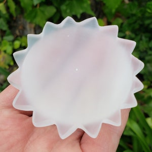 3D Selenite Sun Carving - Tranquility, Blessings, Love & Light - Satin Spar Selenite Crystal Sun Healing Gemstone