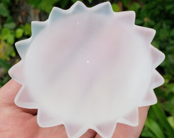 3D Selenite Sun Carving - Tranquility, Blessings, Love & Light - Satin Spar Selenite Crystal Sun Healing Gemstone