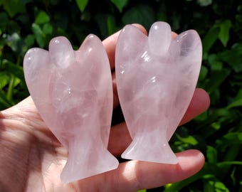 3" Standing Rose Quartz Angel - Unconditional Love, Compassion, Forgiveness, Kindness - Pink Crystal Angel Healing Crystal Gemstone