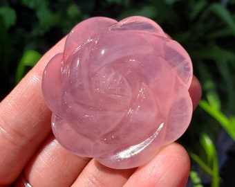 Rose Quartz Rose - Unconditional Love, Compassion, Self Love - Pink Crystal Rose Carving Stone Healing Crystals Gemstones