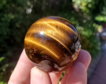 Tiger Eye Sphere - Courage, Motivation, Confidence, Grounding, Energetic Protection, Energy - Tigers Eye Crystal Healing Gemstones