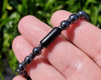 Empath Protection Bracelet with Black Obsidian & Hematite - Grounding, Self Reflection, Balance, Strength - Handmade Crystal Jewelry