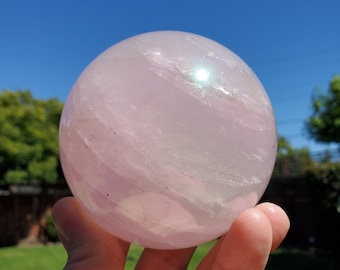 Aura Rose Quartz Sphere - Unconditional Love, Self Love, Emotional Healing - Angel Aura Pink Crystal Ball Stone Healing Crystals Gemstones