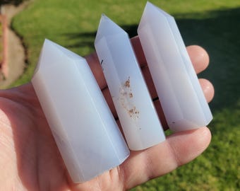 Blue Chalcedony Tower - Protective, Absorbs Negativity, Encourages Empathy, Calming  - Chalcedony Crystal Point Healing Gemstones