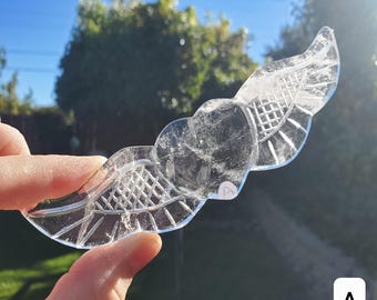 Quartz Heart Wings - Magnifies Intentions, Energizes Positive Energy, Transmutes Negativity - Clear Heart with Wings Crystal Healing Stone