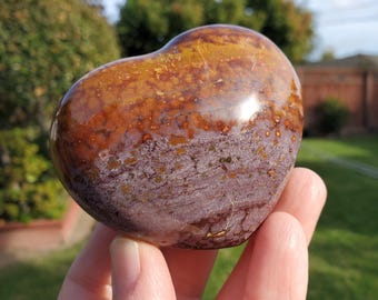 Chunky Ocean Jasper Heart - Strength, Renewal, Calming, Stabilizes Your Aura - Jasper Crystal Hearts Healing Crystals Gemstones